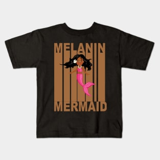 Melanin Mermaid Retro Kids T-Shirt